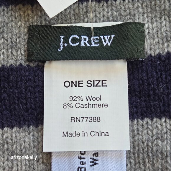 NWT J. Crew Wool/Cashmere Striped Skinny Scarf - Picture 5 of 11